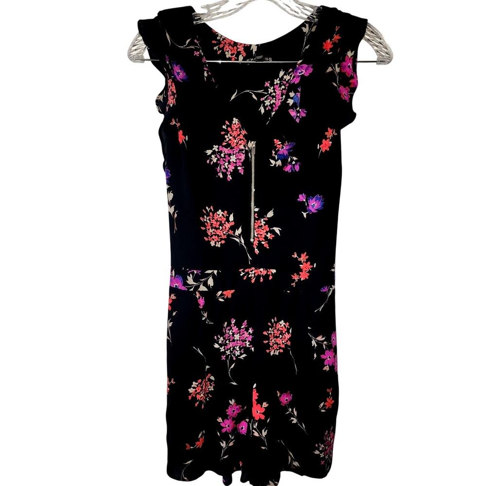 Express Black Floral Flutter Sleeves Romper Size 6